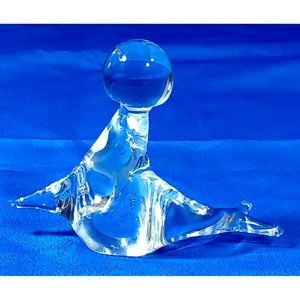 MURANO V NASON Art Glass Seal Sea Lion Balancing Ball Crystal Figurine Sticker